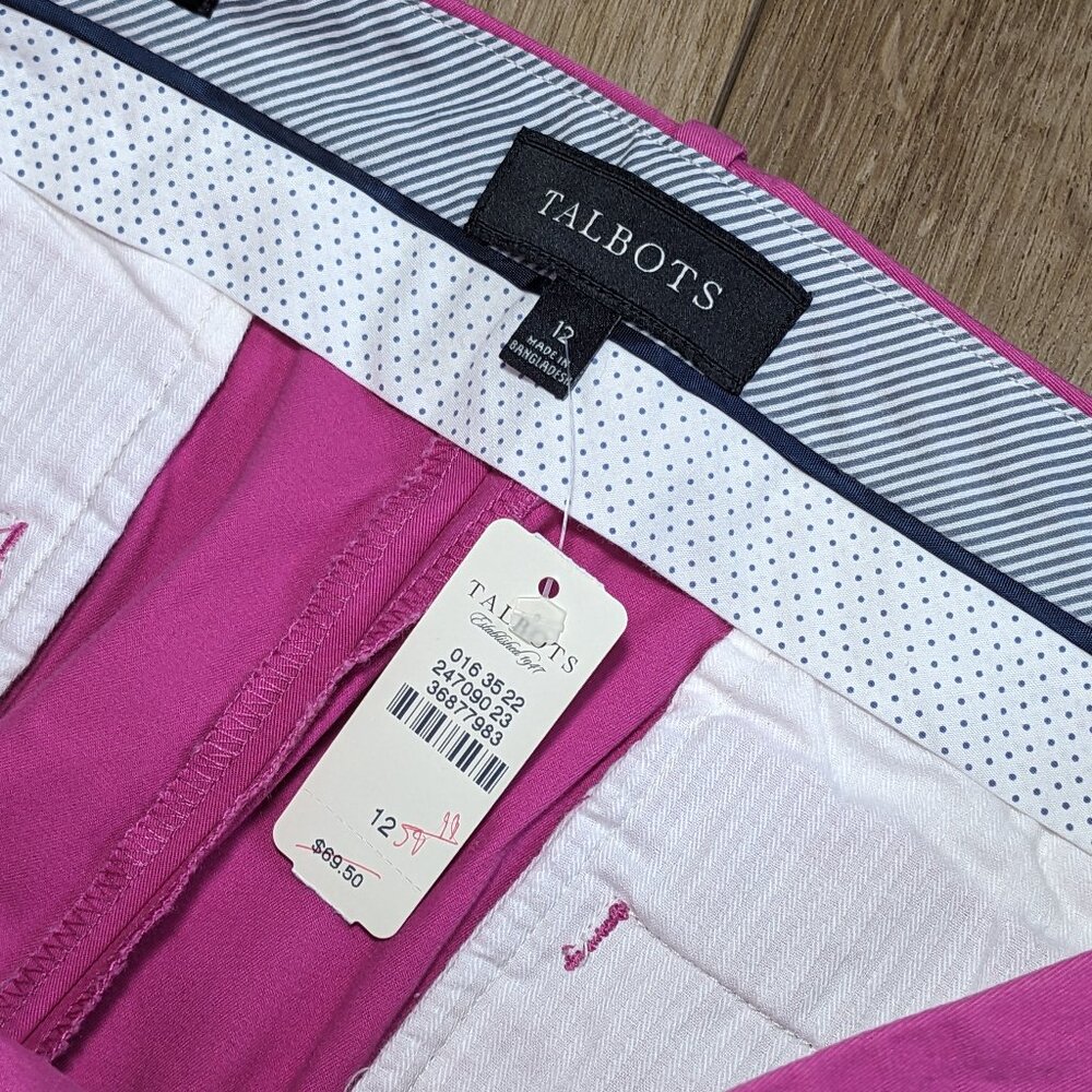 NWT Talbots Curvy Pink Cropped Pants Trousers Cotton Stretch Sz 12 inseam 26" - Picture 3 of 11